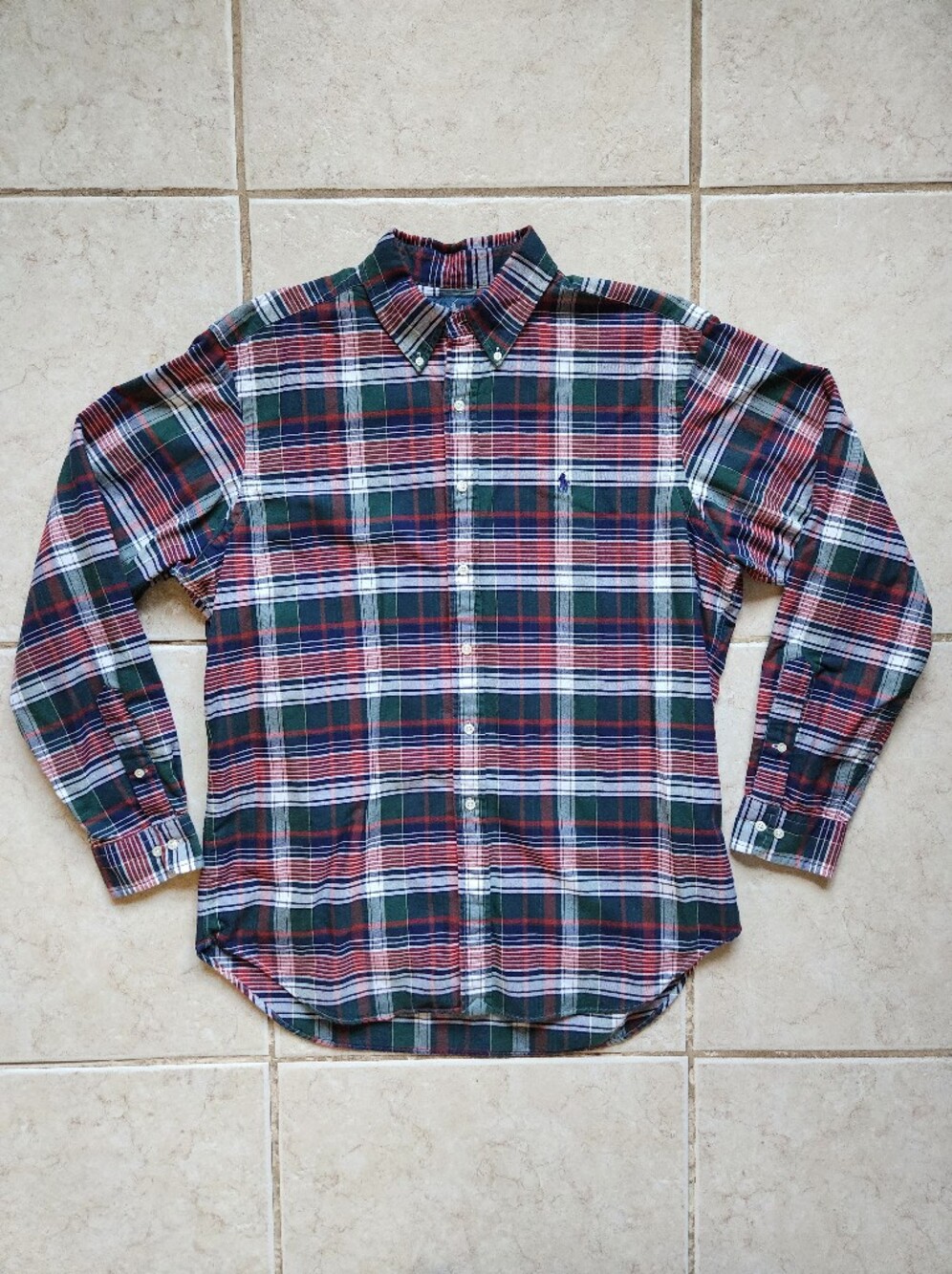 Polo Ralph Lauren Classic Fit Plaid Oxford Button Down Shirt Men 16.5 34/35